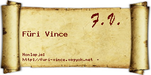 Füri Vince névjegykártya
